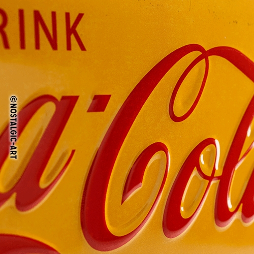Blechschild Coca Cola Logo gelb - Nostalgic-Art - 20x30 cm