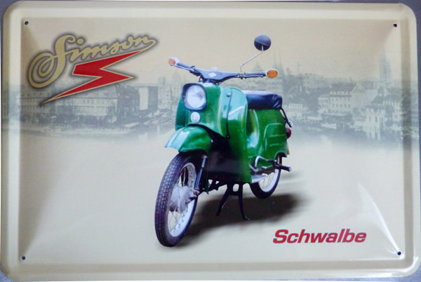 Blechschild Simson Schwalbe grün - 20x30 cm