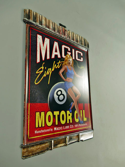 Blechschild Magic 8 Motor Oil - 29x40 cm