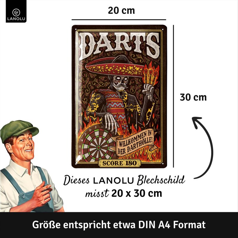 Blechschild Darts Hölle - 20x30 cm