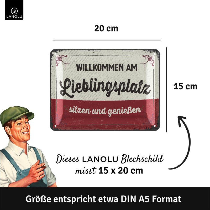 Blechschild Willkommen am Lieblingsplatz - 15x20 cm