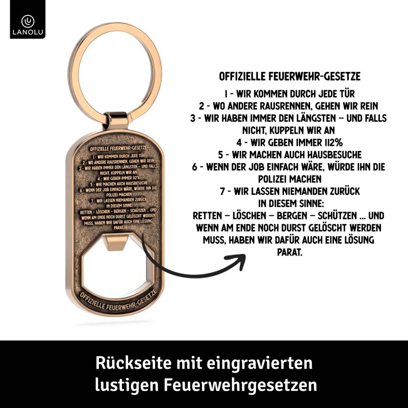 Schlüsselanhänger Feuerwehr - mit Flaschenöffner - 14×9 cm