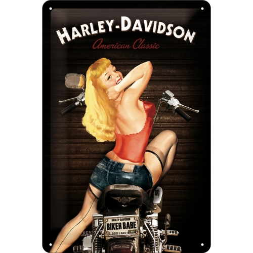 Harley-Davidson Blechschild Biker Babe - Nostalgic-Art - 20x30 cm