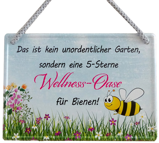 Hängeschild 5-Sterne-Wellness-Oase für Bienen - 16,5x11,5 cm