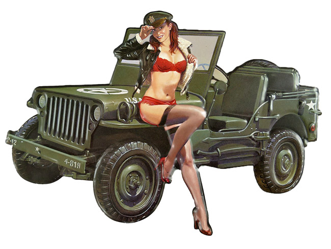Blechschild Jeep Pin Up Girl - 40x28 cm