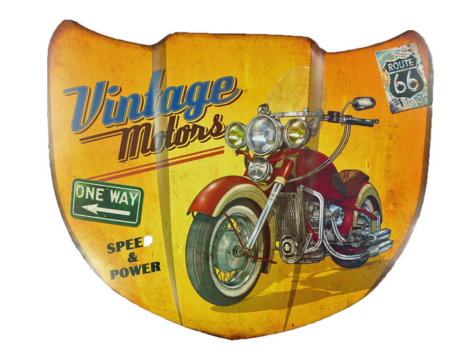 Blechschild Motorhaube Vintage Motors Route 66 - 40x32 cm