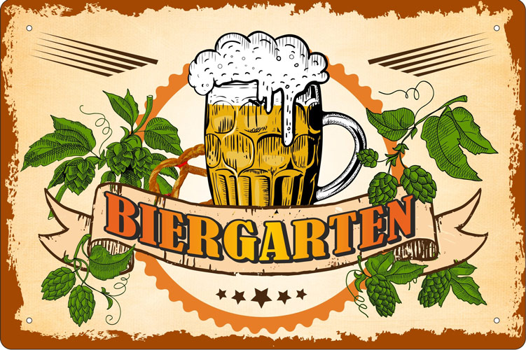 Blechschild Biergarten - 20x30 cm