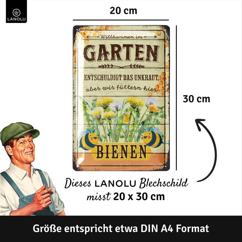 Blechschild Garten - Entschuldigt das Unkraut - 20x30 cm
