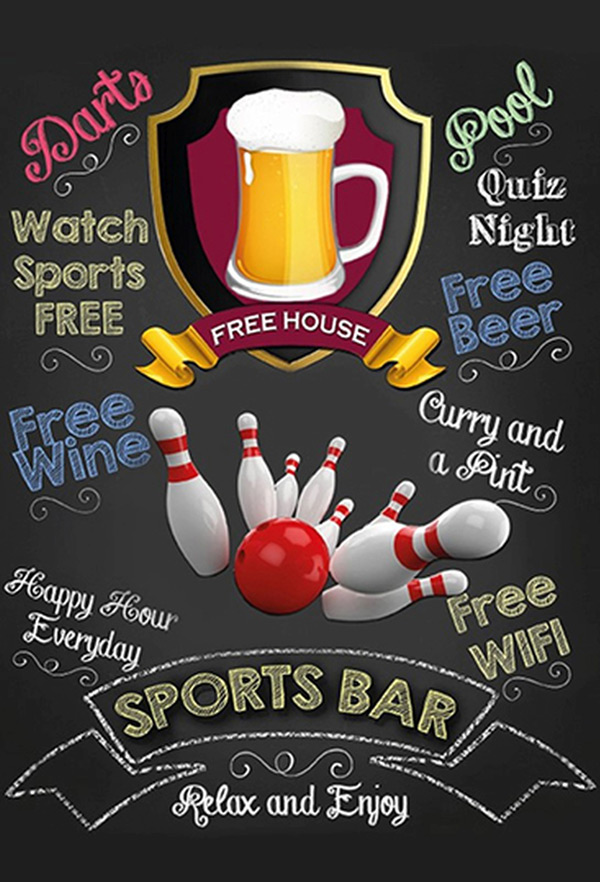 Sportbar Blechschild Bier Kegeln Bowling - 20x30 cm