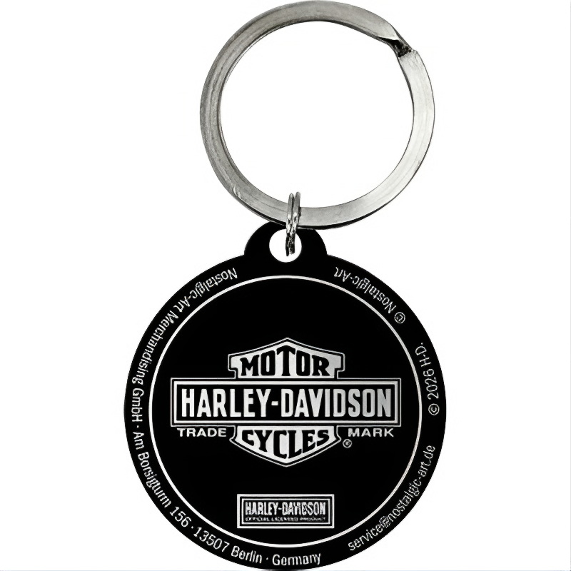 Schlüsselanhänger Harley-Davidson Genuine Original – Nostalgic-Art Edelstahl, Ø 4 cm