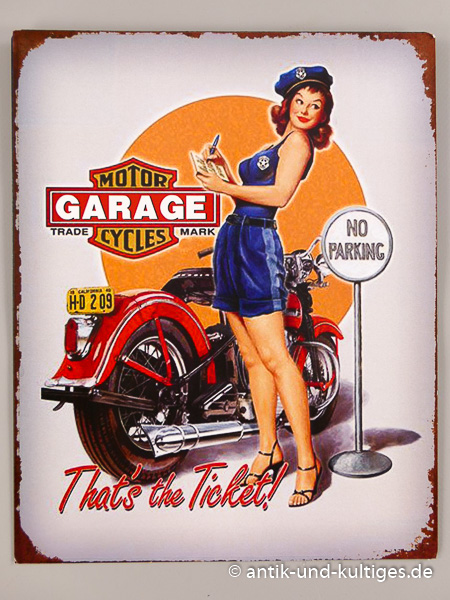 Blechschild No Parking Pin Up Girl - 20x25 cm