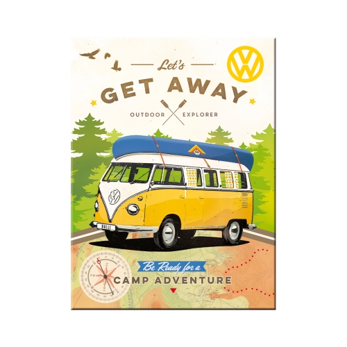 Kühlschrank-Magnet VW Bulli Let's Get Away - Nostalgic-Art - 6x8 cm