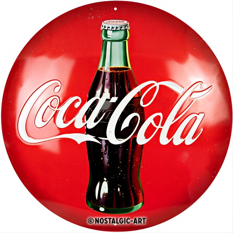 Rundes Coca-Cola Blechschild Ø 35 cm von Nostalgic-Art, dekoratives Metallschild im Retrodesign