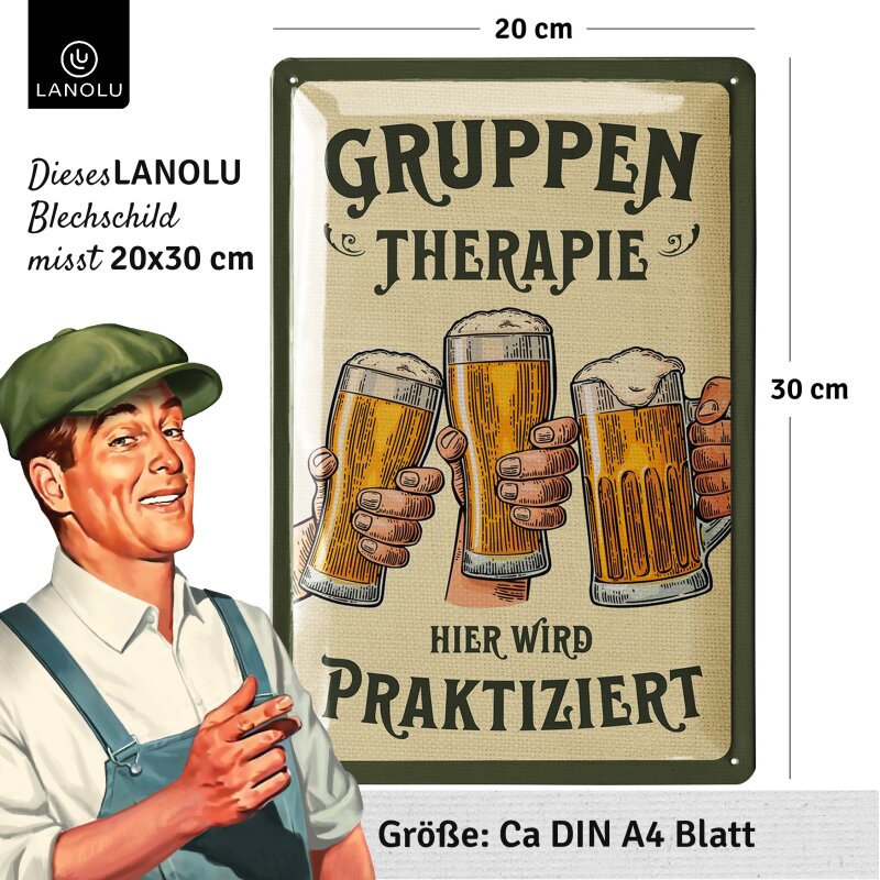 Blechschild Gruppentherapie - 20x30 cm