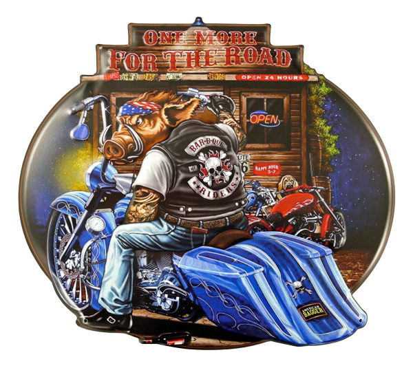 Blechschild One More for the Road Biker - 45x40 cm