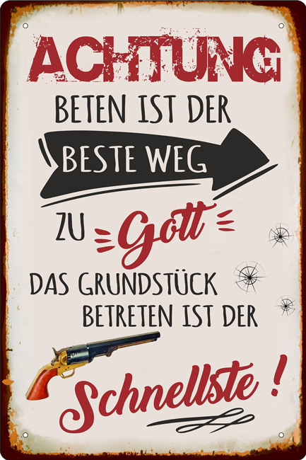 Blechschild Beten ist der beste Weg - 20x30 cm