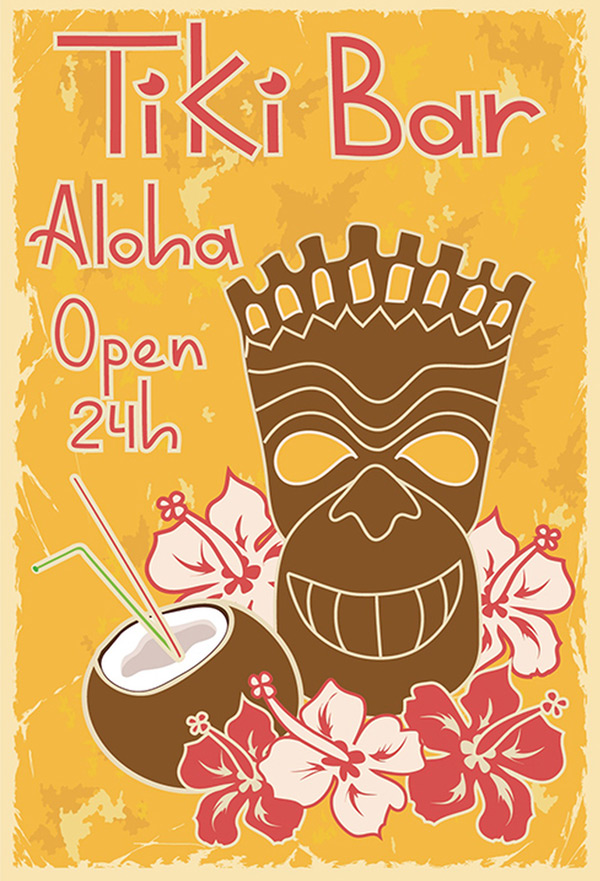 Blechschild Tiki Bar Aloha - 20x30 cm