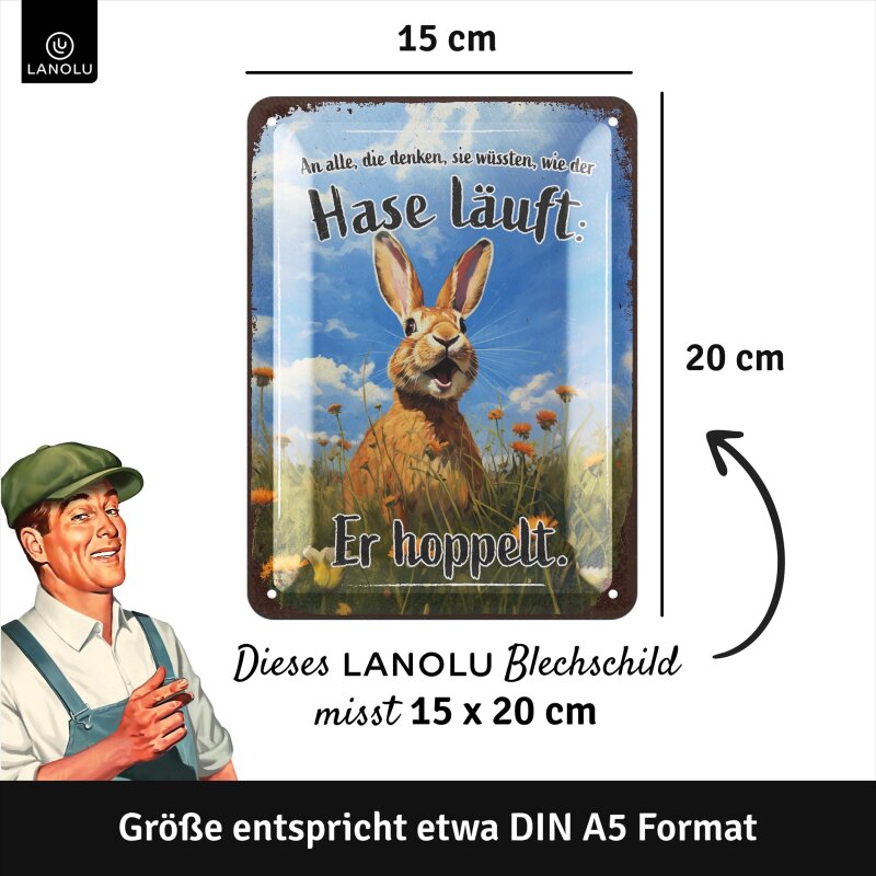 Blechschild Sie wüssten wie der Hase läuft - 15x20 cm