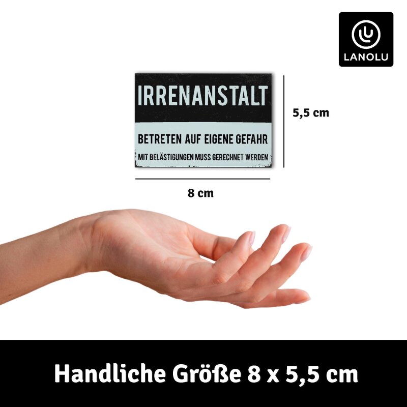 Kühlschrank-Magnet Irrenanstalt - 8x5,5 cm