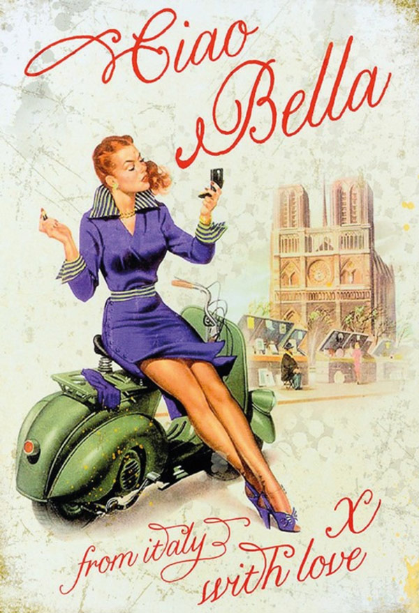 Vespa Ciao Bella from Italy Blechschild - 20x30 cm