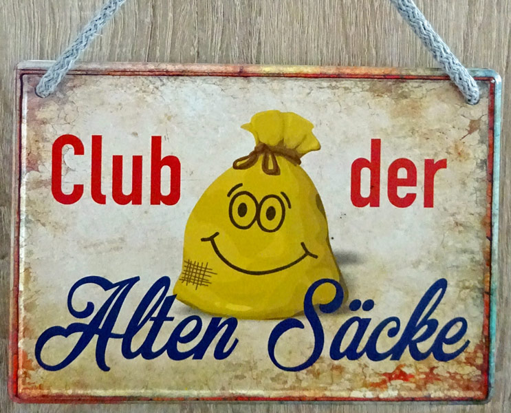 Hängeschild Club der alten Säcke - 16,5x11,5 cm