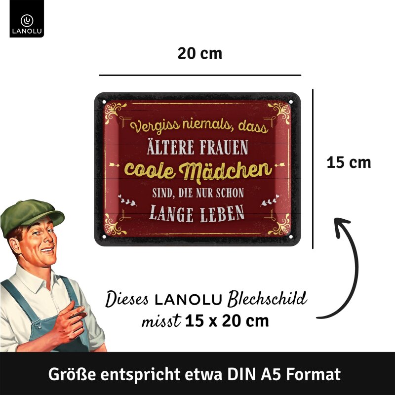 Blechschild Ältere Frauen - coole Mädchen - 15x20 cm
