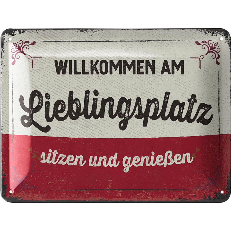 Blechschild Willkommen am Lieblingsplatz - 15x20 cm