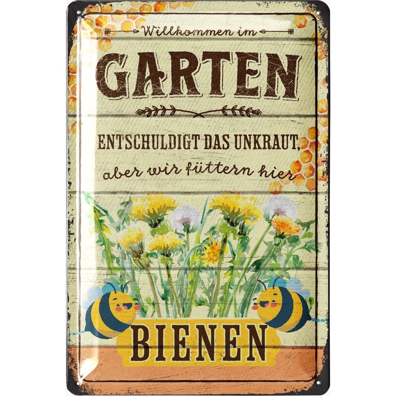 Blechschild Garten - Entschuldigt das Unkraut - 20x30 cm