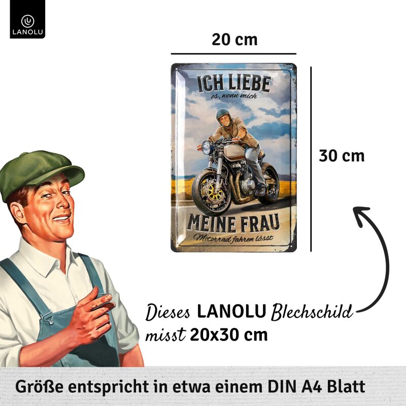 Blechschild Ich liebe es Motorrad - 20x30 cm