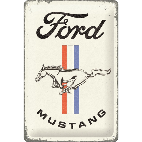 Blechschild Ford Mustang Horse & Stripes - Nostalgic-Art - 20x30 cm