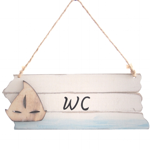 Maritimes Dekoschild WC aus Holz - 22x8 cm