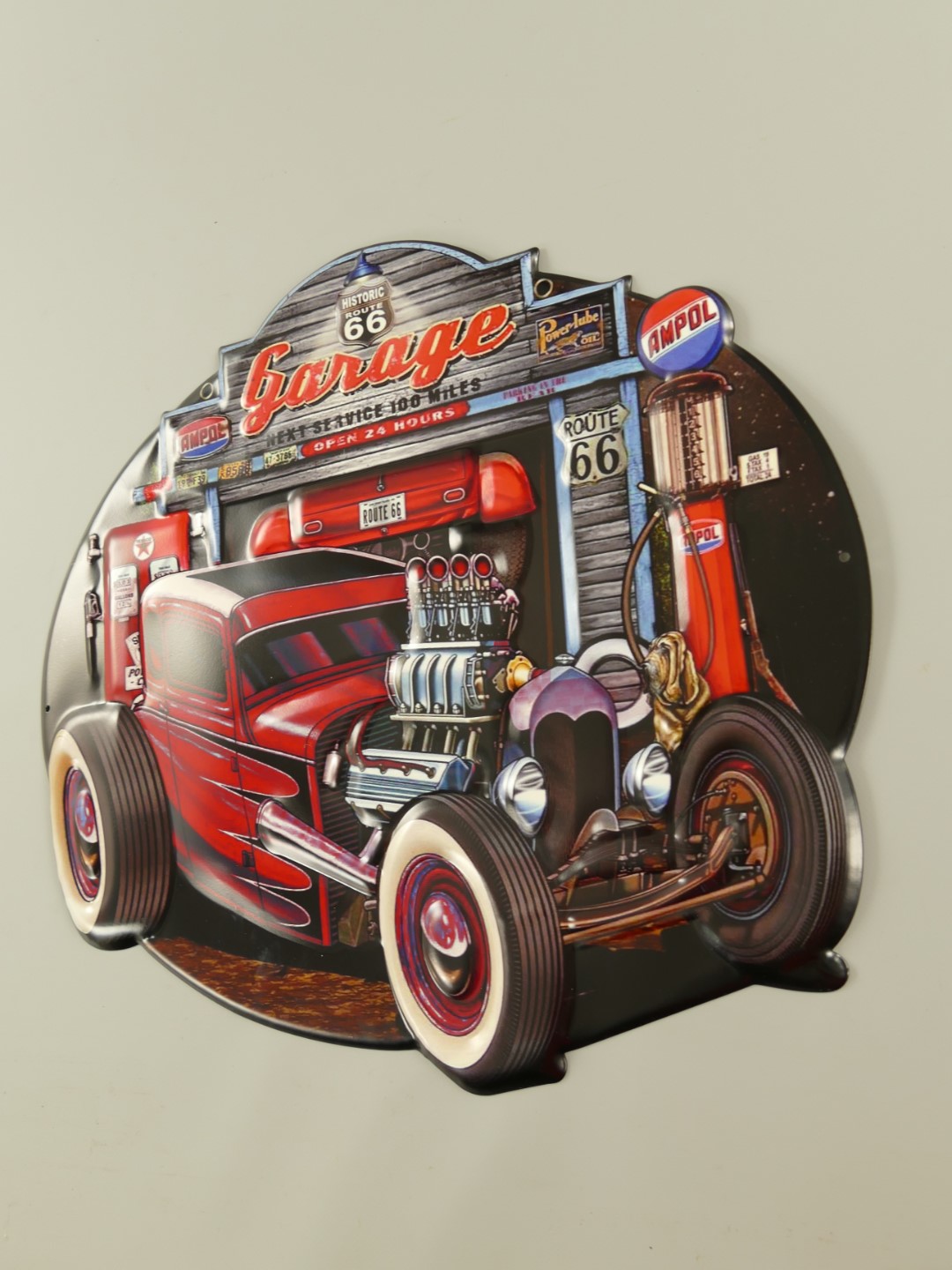 Blechschild Hot Rod Auto Garage - 50x45 cm