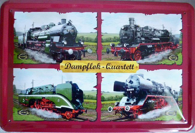 Blechschild Dampflok-Quartett - 20x30 cm