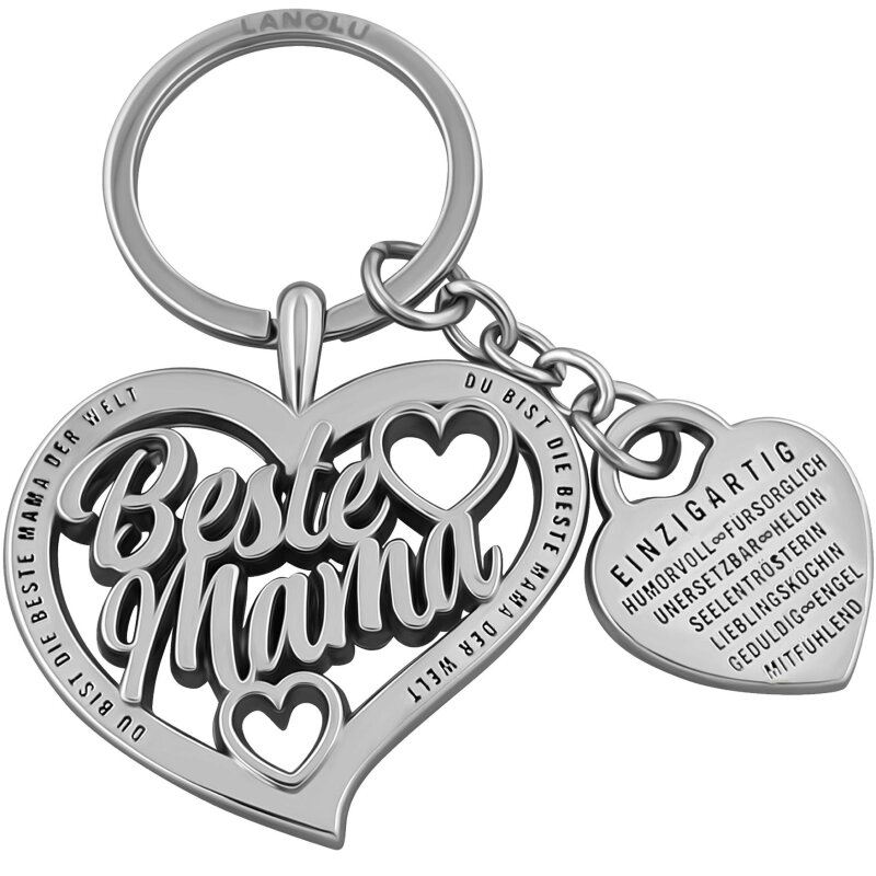 Schlüsselanhänger "Beste Mama" - Geschenk Muttertag Mama Geschenkidee - Silber 7,80×4,70 cm