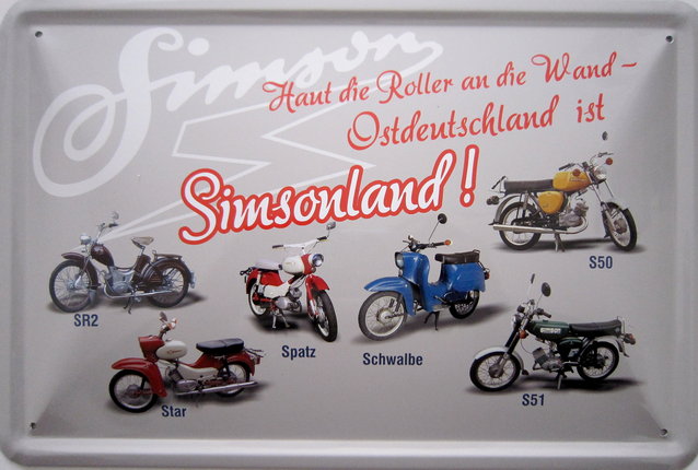 Blechschild Simson Haut die Roller an die Wand - 20x30 cm
