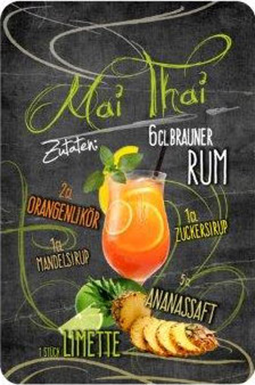 Blechschild Mai Tai Cocktail - 20x30 cm