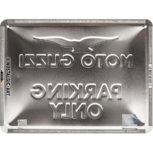 Moto Guzzi Blechschild Parking Only - Nostalgic-Art - 15x20 cm
