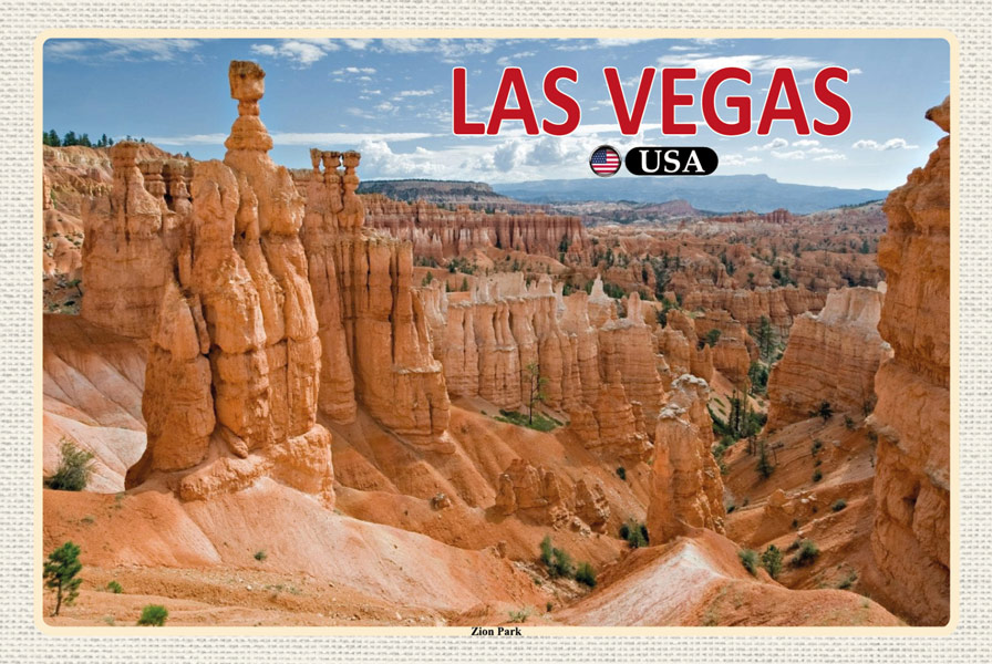 Holzschild Las Vegas Zion Park USA Wandbild - 20x30 cm