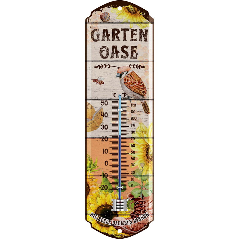 Thermometer Garten-Oase – Dekoratives Gartenthermometer mit Charme & Stil – 28x8 cm