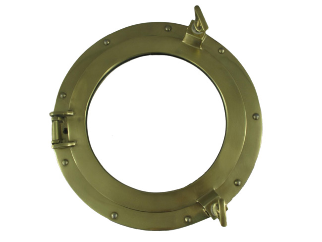 Bullauge mit Spiegel Messing brüniert, Aluminium - Ø 29 cm