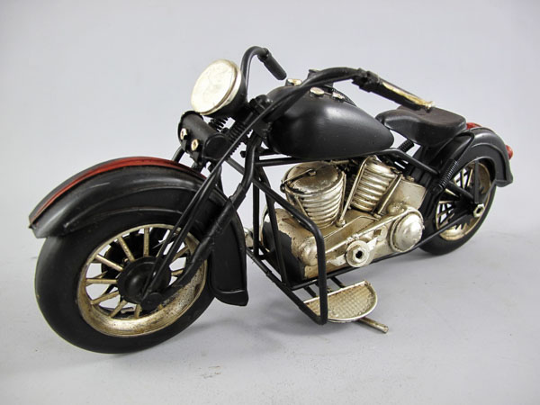 Motorrad schwarz Blechmodell - 28 cm