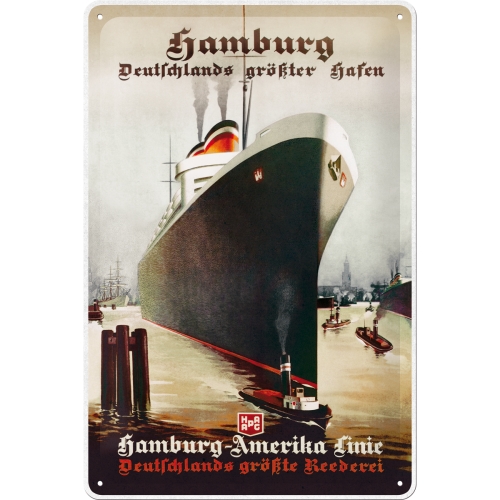 Hamburg Deutschland größter Hafen Hapag Blechschild - Nostalgic-Art - 20x30 cm