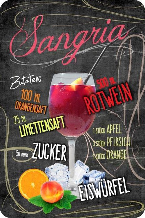 Blechschild Sangria - 20x30 cm