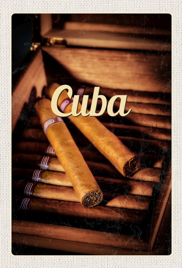 Blechschild Cubanische Zigarre Cuba Karibik - 12x18 cm