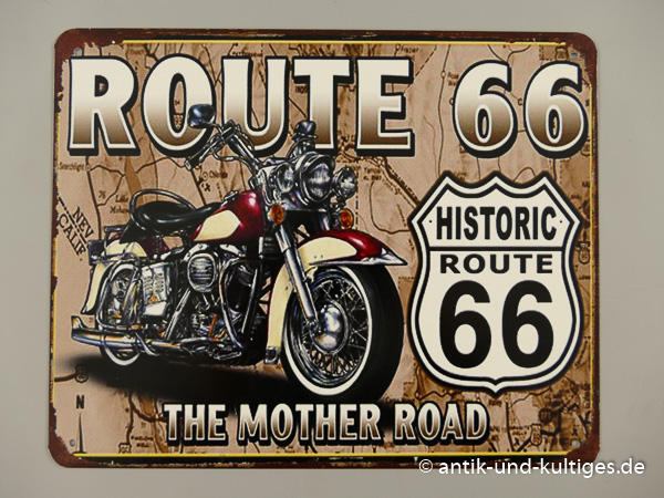 Blechschild Route 66 - 20x25 cm