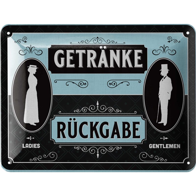 Blechschild Getränkerückgabe - mit Motivprägung - 15x20 cm