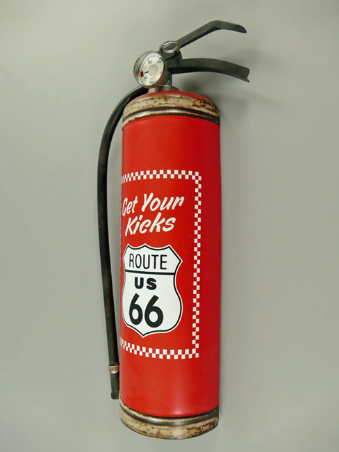 Blechschild Route 66 Feuerlöscher rot - 22x47 cm