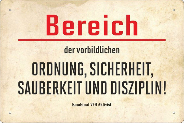 Blechschild Bereich der vorbildlichen Ordnung - 20x30 cm