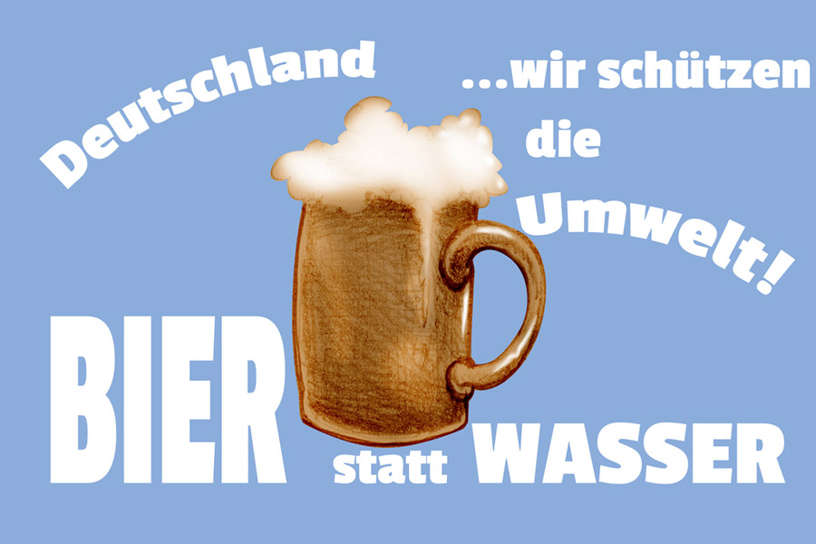 Blechschild Bier statt Wasser - 20x30 cm