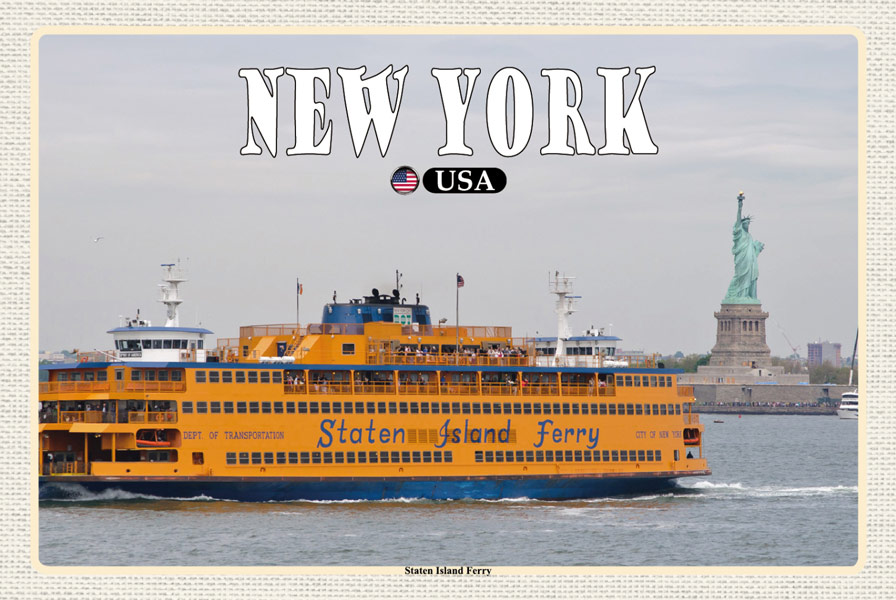 Holzschild New York Staten Island Fähre Wandbild - 20x30 cm
